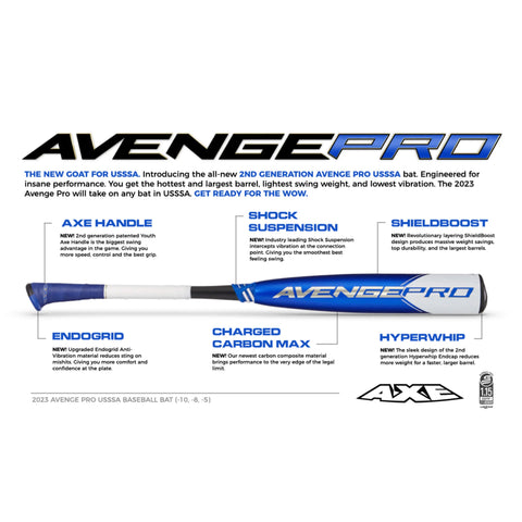 AXE 2023 AVENGE PRO USSSA (-10) 2-3/4" BASEBALL BAT